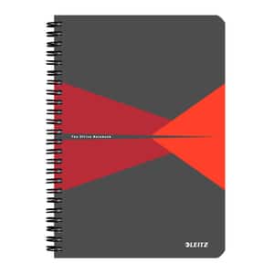 Caiet de birou LEITZ, matematica, A5, 90 file, legatura spirala, rosu