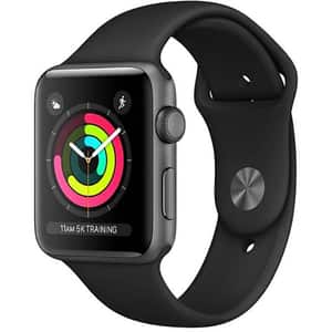 APPLE Watch Series 3 38mm Space Gray Aluminum Case, Black Sport Band