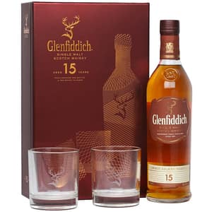 Whisky Glenfiddich 15 YO, 0.7L + 2 pahare