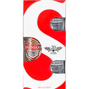 Pachet Vodka Stalinskaya, 0.7L + 2 pahare
