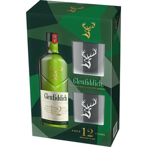 Whisky Glenfiddich 12YO, 0.7l + 2 pahare