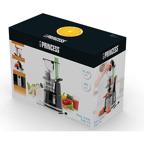 Storcator fructe si legume PRINCESS Easy Fill 120204201001, 0.9l, 200W, 1 treapta viteza, gri inchis-verde