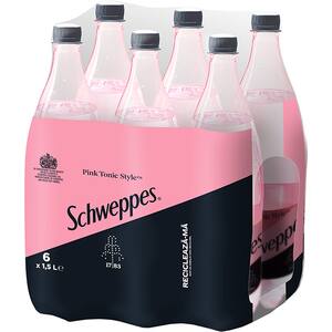 Bautura carbogazoasa SCHWEPPES Pink Tonic Style bax 1.5L x 6 sticle