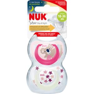 Suzeta NUK Star 10177179, 6-18 luni, 2 buc, alb-roz