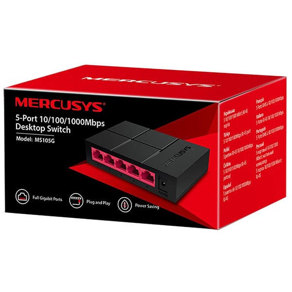 Switch MERCUSYS MS105G, 5 porturi Gigabit, negru