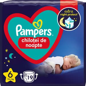 Scutece chilotel de noapte PAMPERS Night Pants Value Pack nr 6, Unisex, 15 kg+, 19 buc