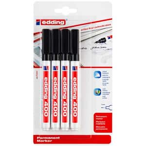 Set marker permanent EDDING 400, 1 mm, 4 buc, negru