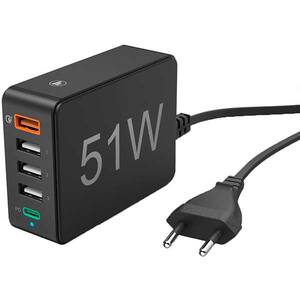 Statie incarcare HAMA 210536, 1xUSB-A Quick Charge 3.0, 1xType C Power Delivery, 3XUSB-A, negru