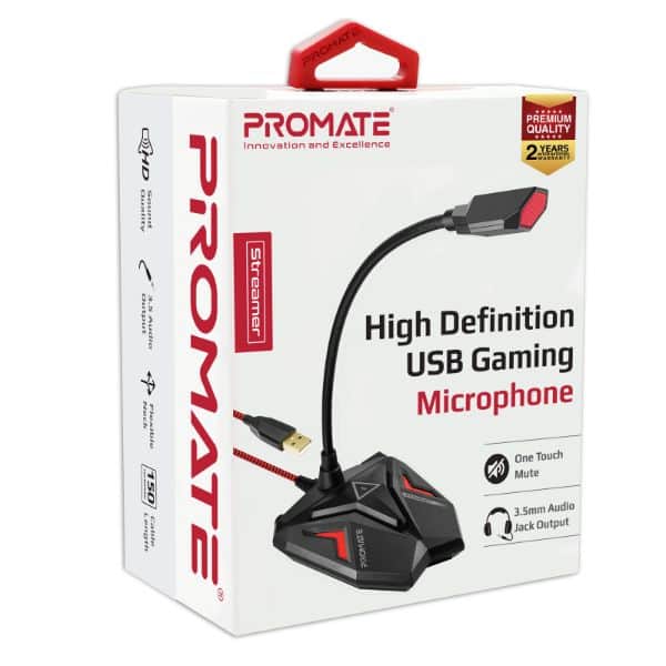 Microfon gaming PROMATE Streamer, USB, negru-maro