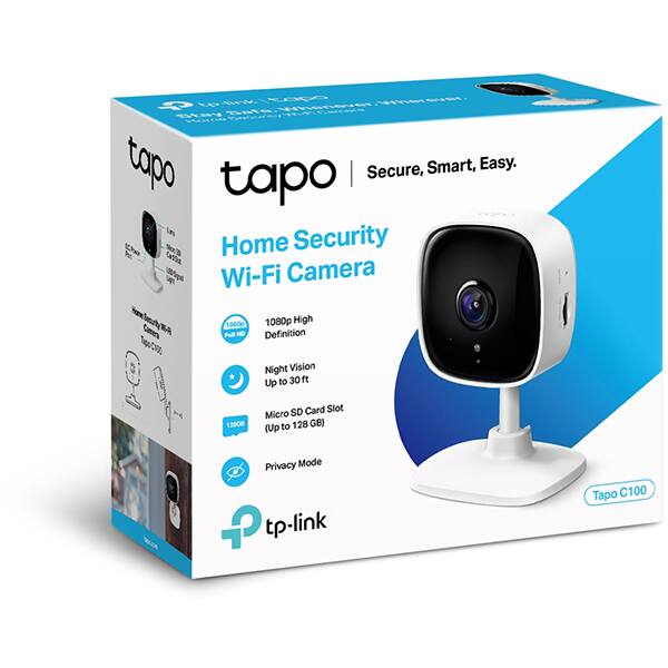 Camera IP Wireless TP-LINK Tapo C100, Full HD 1080p, IR, Night Vision, alb