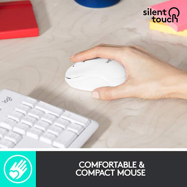 Kit tastatura si mouse Wireless LOGITECH MK295 Silent, USB, alb