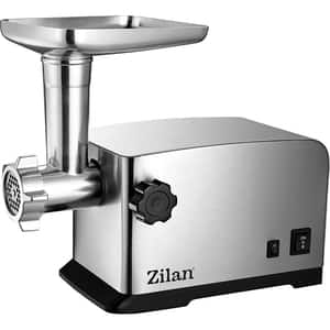 Masina de tocat carne ZILAN ZLN2409, 1.5kg/min, 1800W, accesoriu carnati/kebbe, argintiu-negru