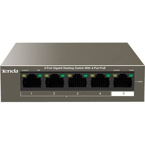Switch TENDA TEG1105P-4-63W, 5 porturi Gigabit, 4 porturi PoE, argintiu