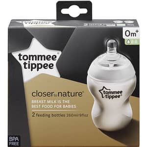 Set biberoane TOMMEE TIPPEE: 2 biberoane 260ml, flux lent, 0 luni+, alb-transparent 