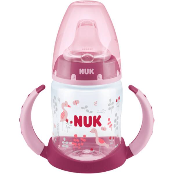 Biberon NUK First Choice 10215277, flux lent, 6 luni+, 150ml, roz-transparent 