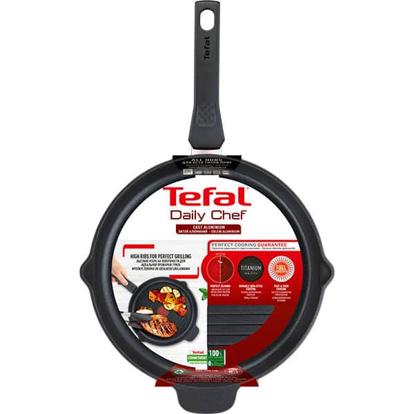 Tigaie TEFAL Daily Chef 26cm, aluminiu, Thermo Signal, rosu
