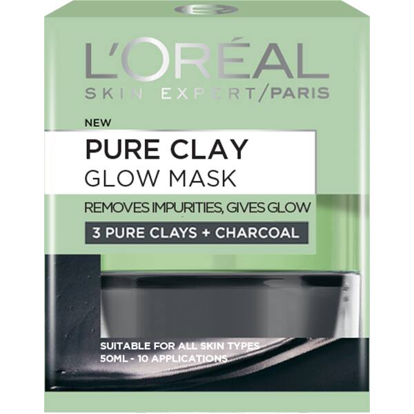 Masca de fata cu extract de carbune activ L'OREAL PARIS Pure Clay, 50ml