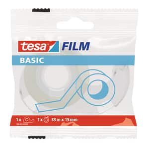 Banda adeziva cu dispenser TESA Basic, 15 mm x 33 m, transparent