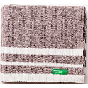 Patura BENETTON Tevere, 140 x 190 cm, bumbac, bej-alb