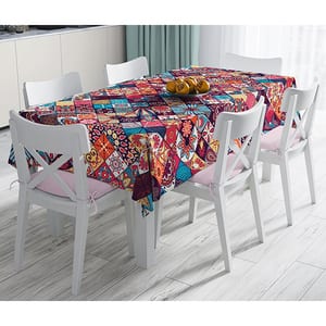Fata de masa Mandala Retro Boem Etnic 2, poliester + bumbac, 120 x 140 cm, multicolor