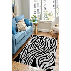 Covor living / dormitor Zebra, 160 x 230 cm, poliester, alb-negru
