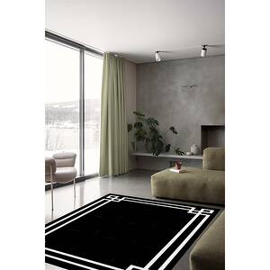 Covor living / dormitor Modern, 80 x 200 cm, poliester, negru-alb