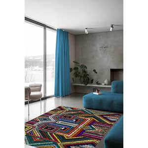 Covor living / dormitor Geometric, 100 x 200 cm, poliester, multicolor