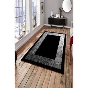 Covor living / dormitor Geometric, 100 x 200 cm, poliester, negru-gri