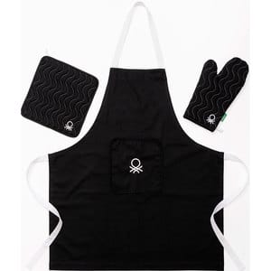 Set bucatarie BENETTON Black&White, 3 piese, bumbac, negru