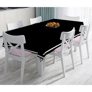 Fata de masa Striped, poliester + bumbac, 140 x 180 cm, alb-negru