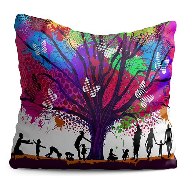 Perna decorativa Family Tree, 40 x 40 cm, multicolor