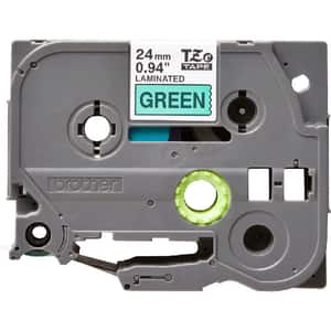 Banda etichete BROTHER TZe-751, 24 mm, 8 m, Negru pe Verde