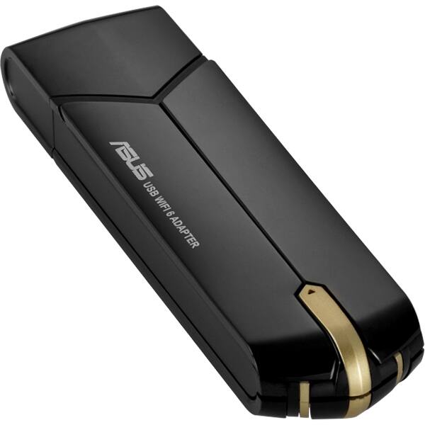 Adaptor Wireless USB ASUS USB-AX56 AX1800, Dual Band 574 + 1201 Mbps, negru-auriu