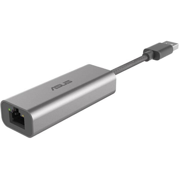 Adaptor Ethernet - USB 3.2 Gen1 ASUS USB-C2500, Hyper Fast 2.5Gbps, argintiu