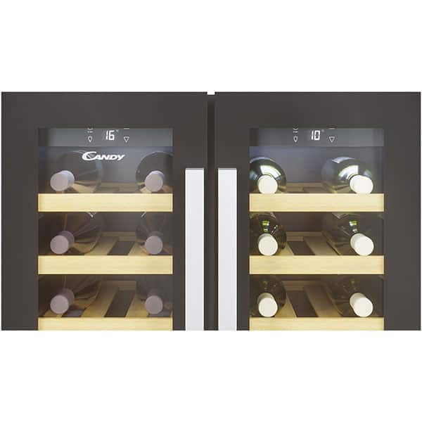 Racitor de vinuri incorporabil CANDY CCVB 60D/1, 38 sticle, H 82 cm, Clasa G, negru