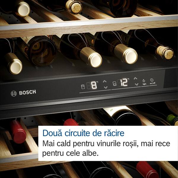 Racitor de vinuri incorporabil BOSCH KUW21AHG0, 44 sticle, H 82 cm, Clasa G, negru