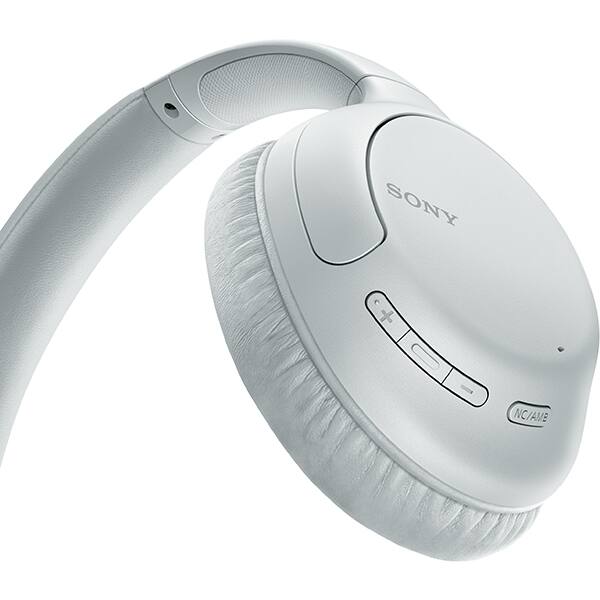 Casti SONY WH-CH710NW, Bluetooth, On-ear, Microfon, NFC, Dual Noise Sensor, Mod Ambient Sound, Google Assistant, alb