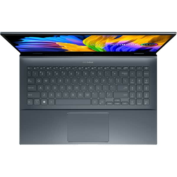 Laptop ASUS Zenbook Pro 15 OLED UM5500QE-KY203X, AMD Ryzen 7 5800H pana la 4.4GHz, 15.6" Full HD Touch, 16GB, SSD 512GB, NVIDIA GeForce RTX 3050 Ti 4GB, Windows 11 Pro, Pine Grey
