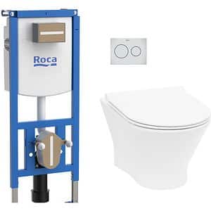 Set vas WC ROCA Duplo S Nexo PS3 A893107730, ceramica, evacuare orizontala, rezervor 3/6 l, capac SoftClose, alb