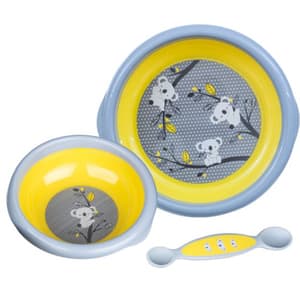 Set complet de hranire BEBEDOR 1006036, 6 luni+, 3 piese, galben-gri