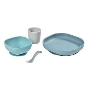 Set complet de hranire BEABA B913472, 4 luni+, 4 piese, albastru-alb