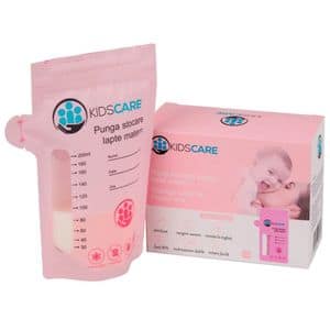 Pungi stocare lapte matern KIDSCARE KC130, 30 buc, roz