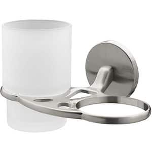 Pahar baie cu suport dublu BISK Virginia 72081, alb-argintiu