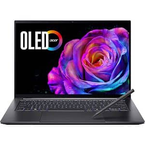 Laptop ACER Swift X 14 OLED SFX14-73G-91ZL, Intel Core Ultra 9 285H pana la 5.4GHz, 14.5" 2.8K, 32GB, SSD 2TB, NVIDIA GeForce RTX 5060 8GB, Windows 11 Home, Titanium Gray