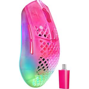 Mouse Gaming Wireless STEELSERIES Aerox 3 Gen 2, 26000 dpi, Magenta Haze