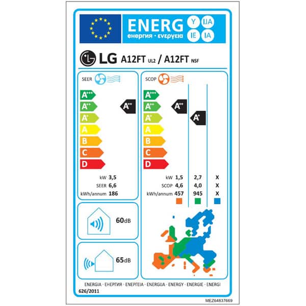 Aer conditionat LG Artcool Gallery A12FT, 12000 BTU, A++/A+, Functie Incalzire, Inverter, Wi-Fi, alb