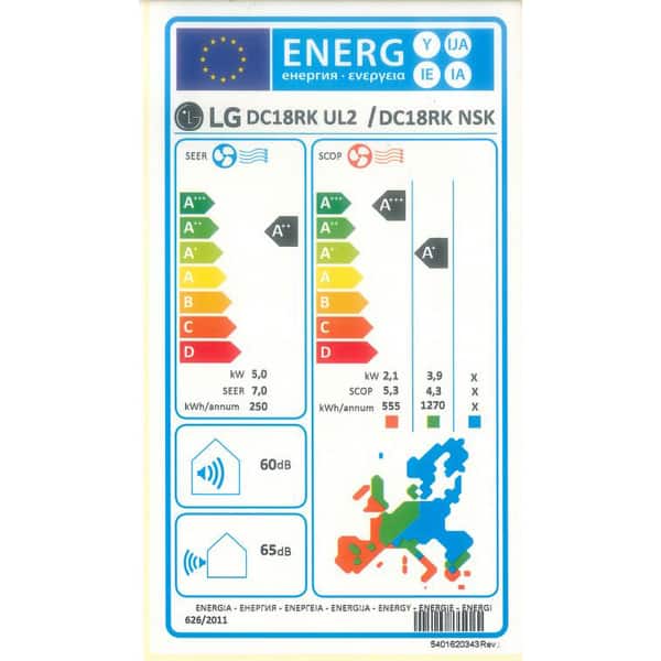 Aer conditionat LG DC18RK, 18000 BTU, A++/A+, Functie Incalzire, Inverter, Purificare aer, alb