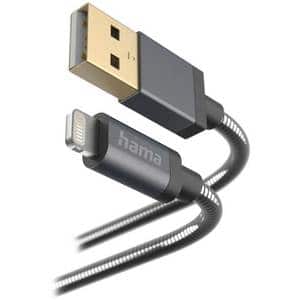 Cablu date HAMA Metal Stealth 201548, USB-A - Lightning, 1.5m, gri