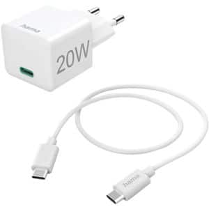 Incarcator retea HAMA 201675, 1xUSB-C, Power Delivery (PD), 20W, Cablu USB-C, alb
