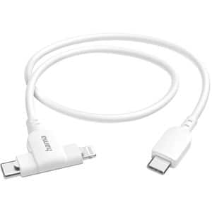 Cablu date 2 in 1 HAMA 201722, USB-C - USB-C/Lightning, 1.5 m, alb